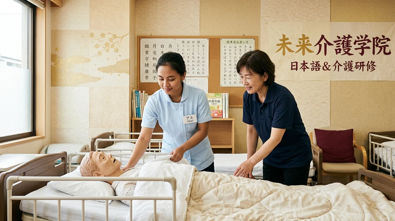 ベッド介護の実技練習